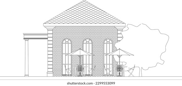 3D illustration of coffee shop