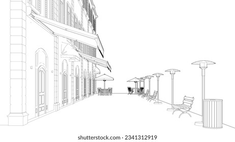 3D illustration of coffee shop