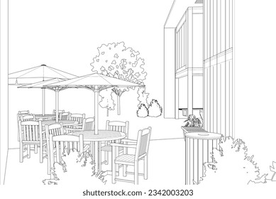 3D illustration of coffee shop