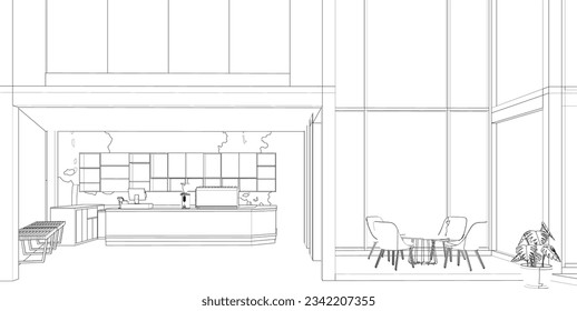 3D-Illustration des Kaffeehauses