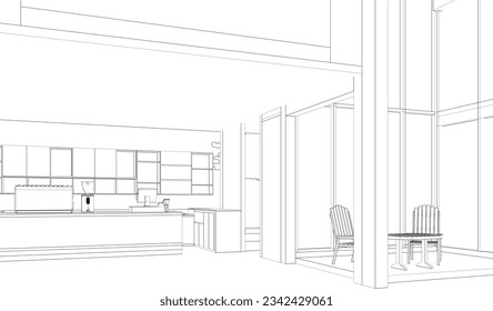 3D illustration of coffee shop