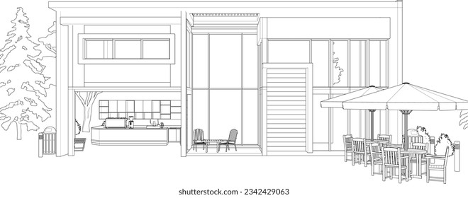 3D illustration of coffee shop