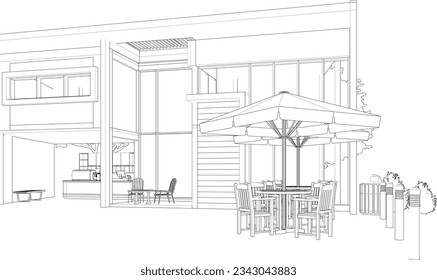 3D illustration of coffee shop