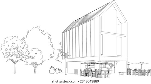 3D illustration of coffee shop