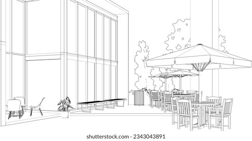 3D illustration of coffee shop