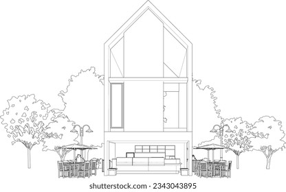 3D illustration of coffee shop