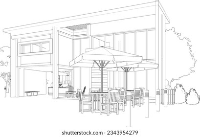 3D illustration of coffee shop