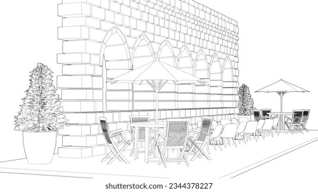 3D-Illustration des Kaffeehauses