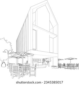 3D illustration of coffee shop
