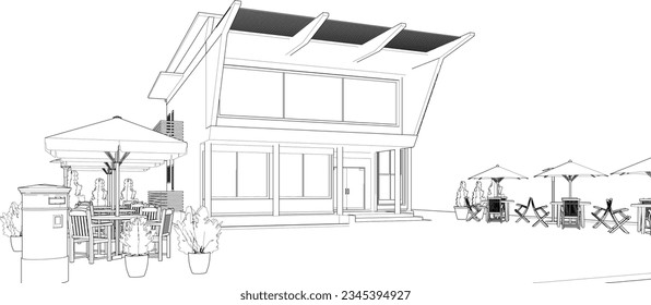 3D illustration of coffee shop