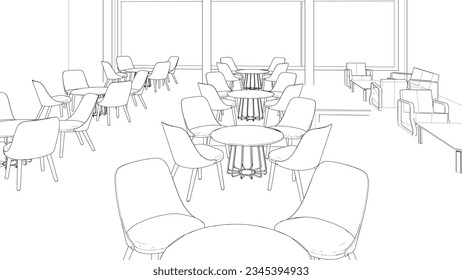 3D-Illustration des Kaffeehauses