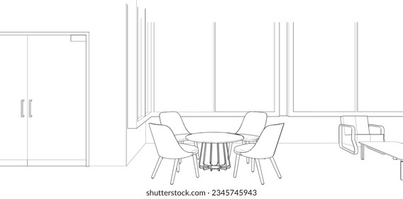 3D illustration of coffee shop