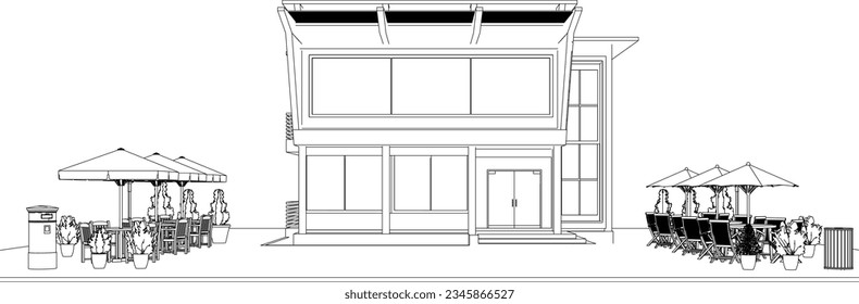 3D illustration of coffee shop