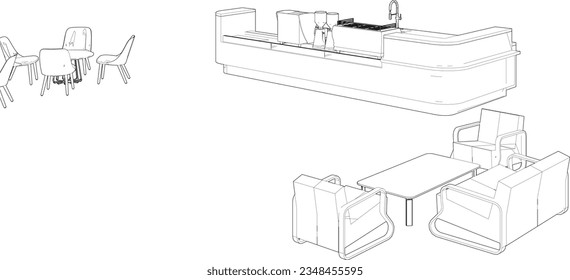 3D illustration of coffee shop