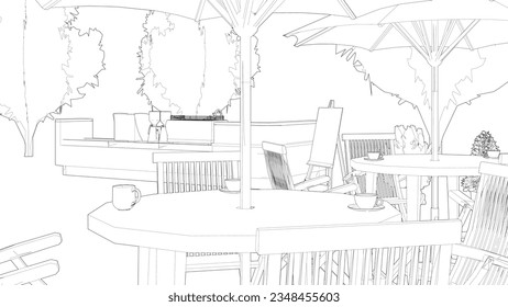 3D illustration of coffee shop