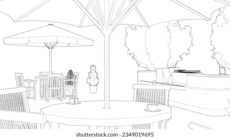 3D illustration of coffee shop