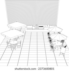 3D illustration of coffee shop