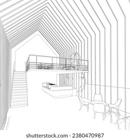 3D-Illustration des Kaffeehauses