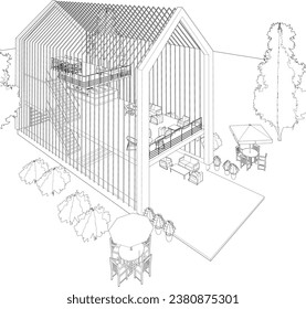 3D illustration of coffee shop