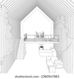 3D illustration of coffee shop