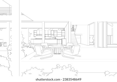 3D illustration of coffee shop
