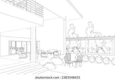 3D illustration of coffee shop