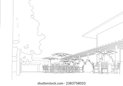 3D illustration of coffee shop