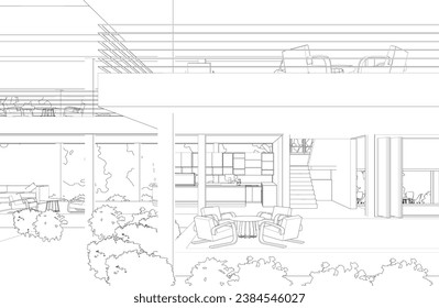 3D illustration of coffee shop