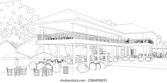 3D illustration of coffee shop