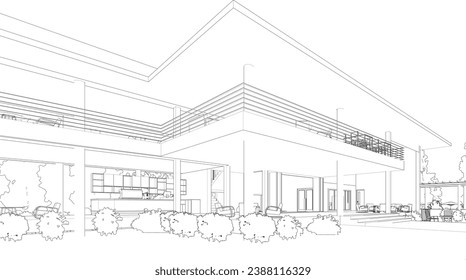 3D illustration of coffee shop