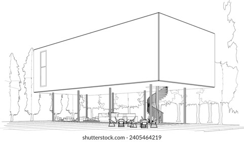 3D illustration of coffee shop