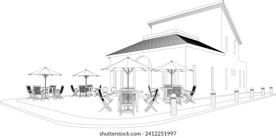Ilustración 3D de la cafetería