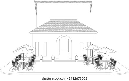 Ilustración 3D de la cafetería