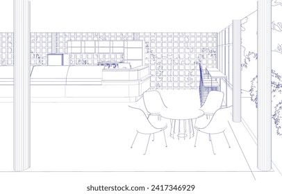 3D illustration of coffee shop