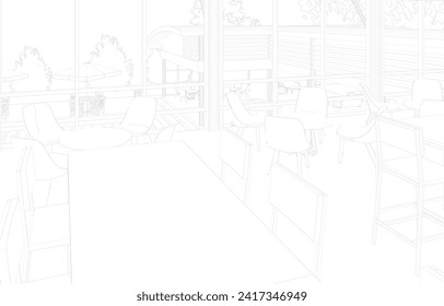 3D illustration of coffee shop
