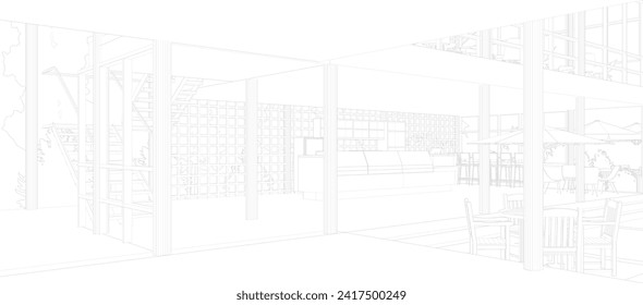 3D illustration of coffee shop