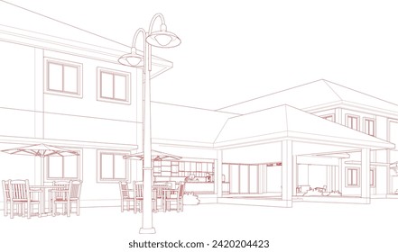 3D illustration of coffee shop