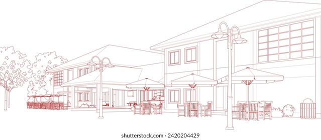 3D illustration of coffee shop