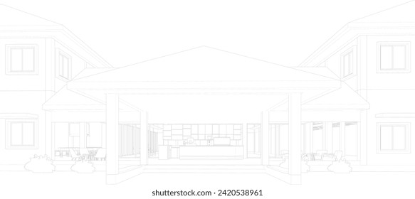 3D illustration of coffee shop