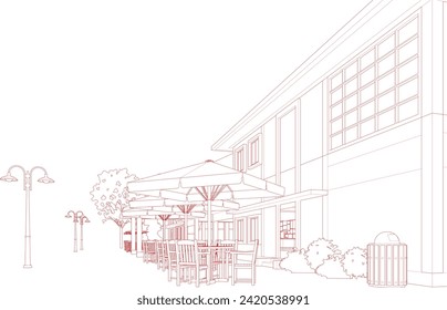 3D illustration of coffee shop