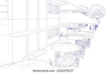 3D illustration of coffee shop