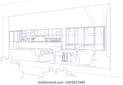 3D illustration of coffee shop