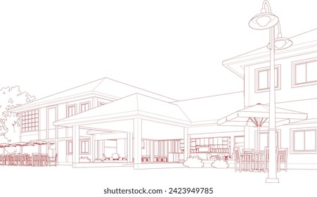 3D illustration of coffee shop