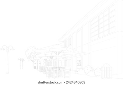3D illustration of coffee shop