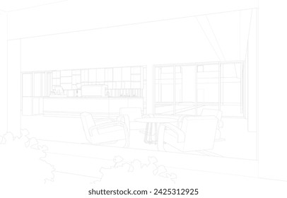 3D illustration of coffee shop