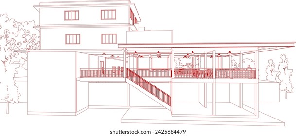 3D illustration of coffee shop