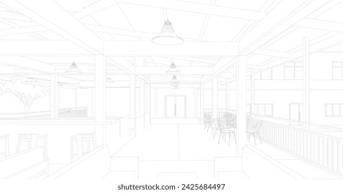 3D-Illustration des Coffeeshops