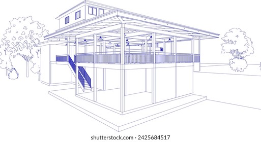 Ilustración 3D de la cafetería