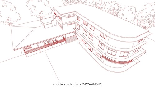 3D illustration of coffee shop