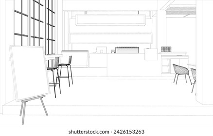 3D illustration of coffee shop